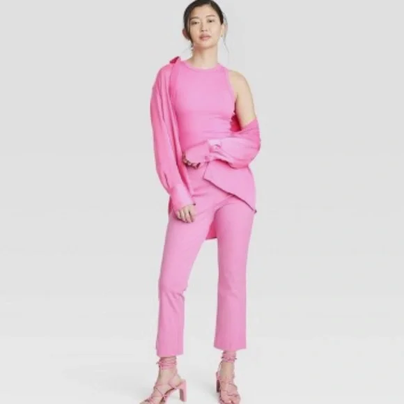 slim fit dress slacks 3/piece] High Waist Knit Flare Pants – Capella Outlet main image 0